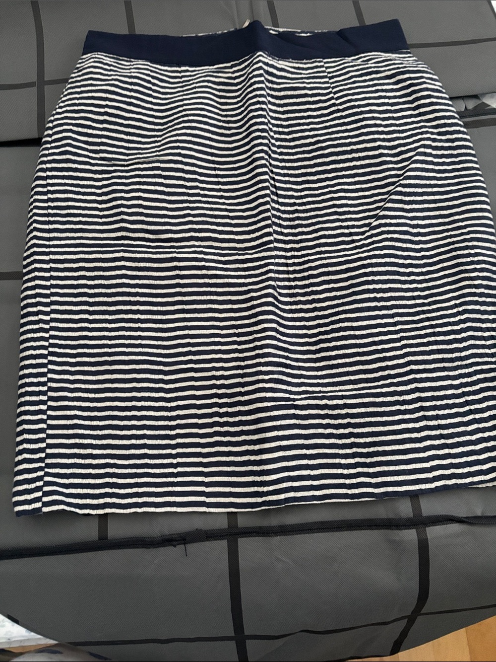 Ann Taylor Navy and White Striped Pencil Skirt